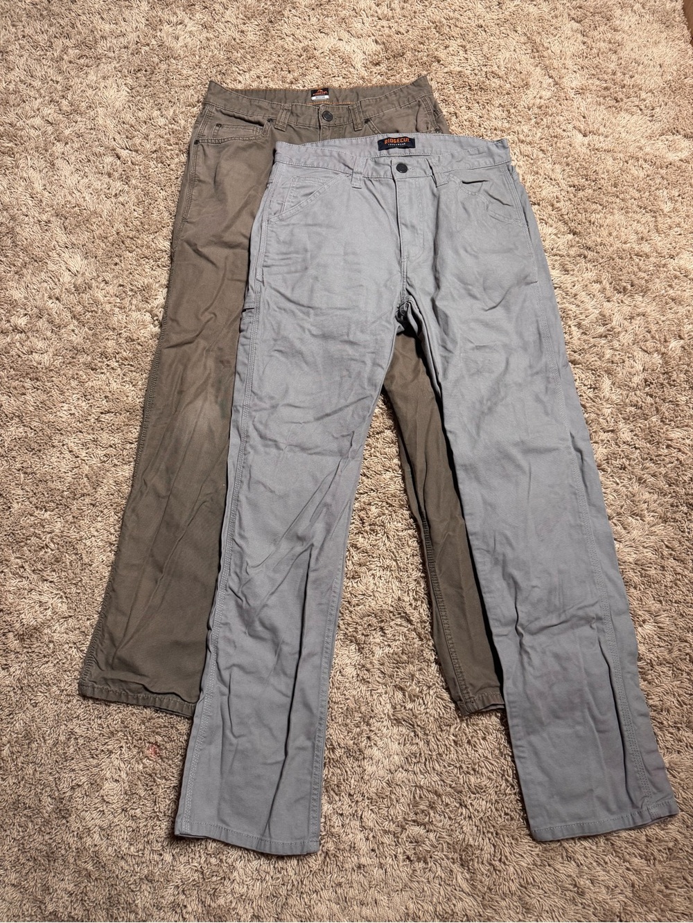 Men's Cargo Pants Pair — Olive and Light Gray Workwear Styles